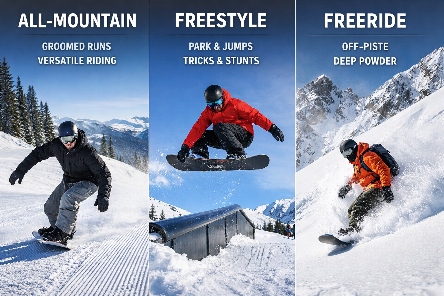 All-Mountain vs Freestyle vs Freeride Snowboards Explained
