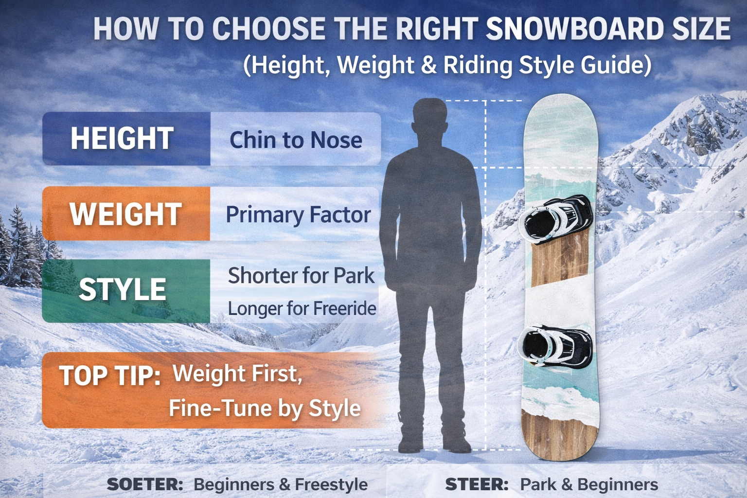 How to Choose the Right Snowboard Size (Height, Weight & Riding Style Guide)