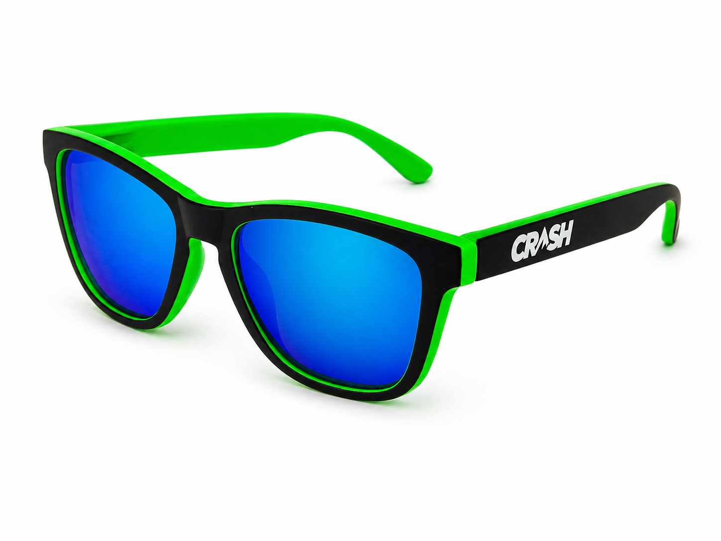 Crash Matt Black & Green Sunglasses
