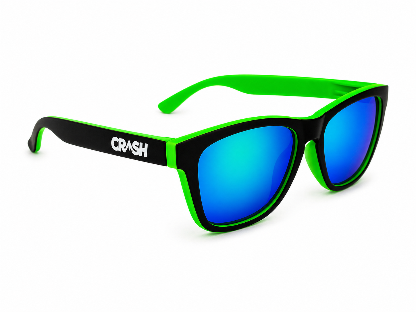 Crash Matt Black & Green Sunglasses