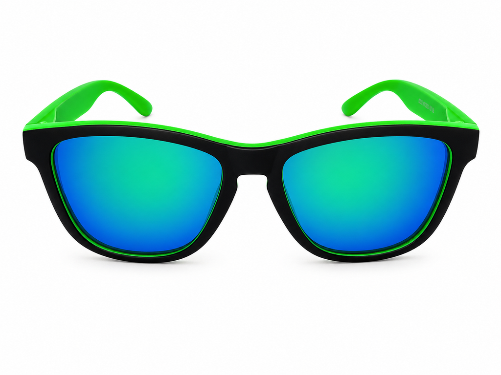 Crash Matt Black & Green Sunglasses