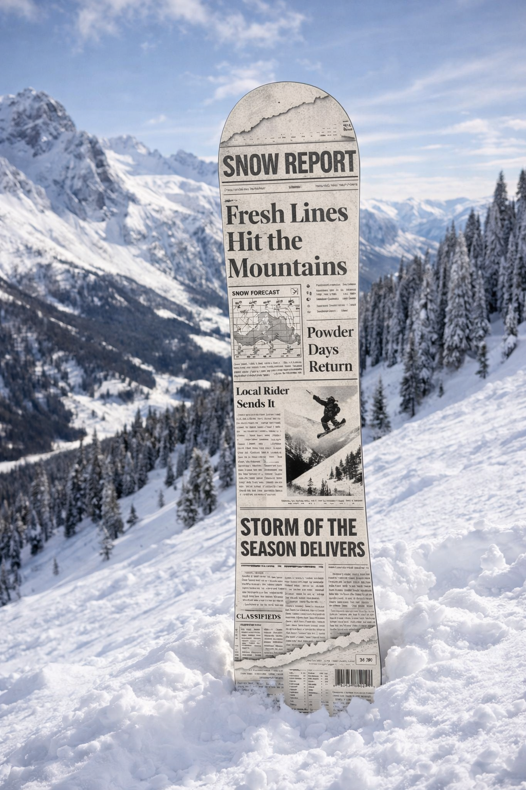 “Snow Report” Custom One-Off Snowboard